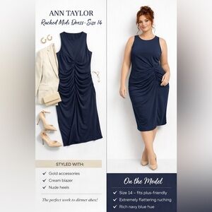 PTP  24”. Length 47 inches. 💙 Ann Taylor Ruched Midi Dress – Size 14